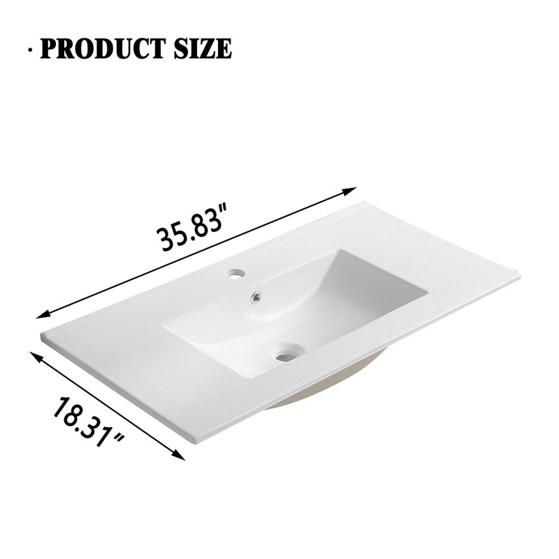 Lavabo de meuble-lavabo en céramique 36 po