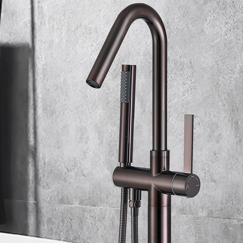 Fixé au sol avec douche à main, Bronze huilé