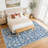 5x7 Floral Area Rug, Washable Non Slip Foldable Rug for Dining Room Office, Blue-1369980593-1369980622
