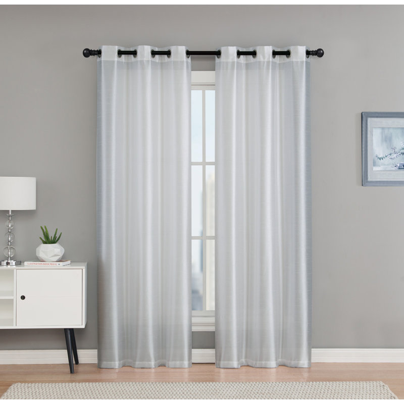 Middleburgh Outdoor Semi Sheer Curtain Pair, White, 38" W x 84" L