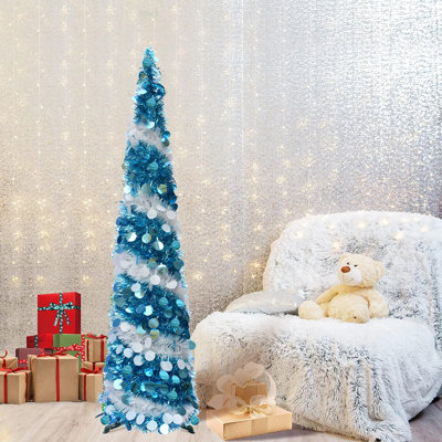 Christmas Tree, 5Ft Artificial Christmas Tree Decorations Pencil Xmas Tree For Home Party Office Fireplace Holiday Decorations,