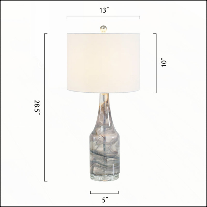 Ensemble de 2 lampes de table en verre de 29 po à intensité variable à 3 voies avec corps fileté coloré et base en cristal pour la chambre à coucher, le salon et le bureau