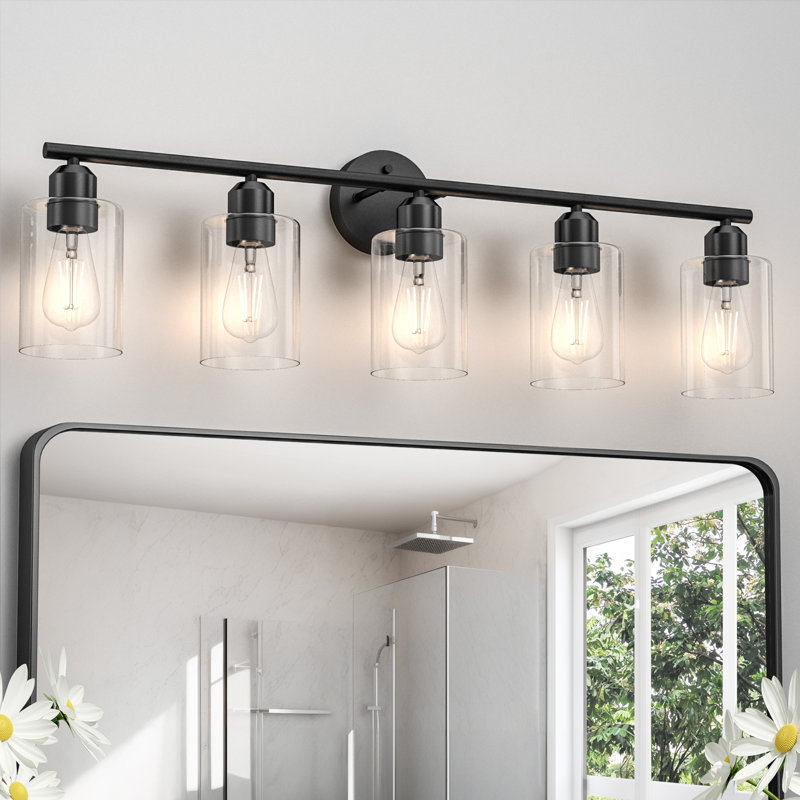 Éclairage cylindrique pour meuble-lavabo, 5, Noir mat