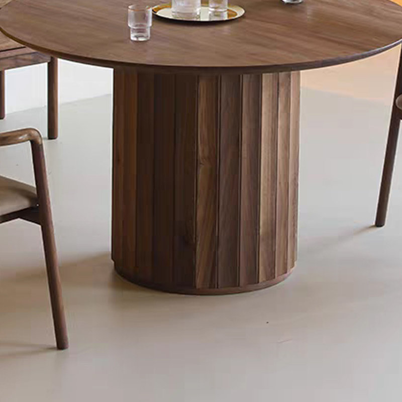 High-quality Walnut Solid Wood Round Table, 29.52"H x 51.18"L x 51.18"W