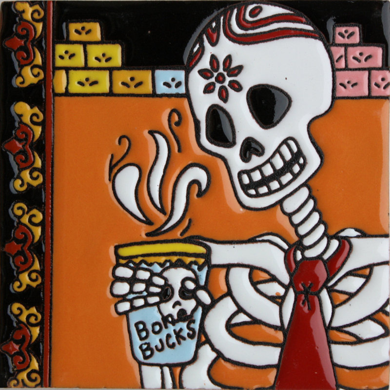 L'heure du café TalaMex. Carreau d'argile Day-Of-The-Dead