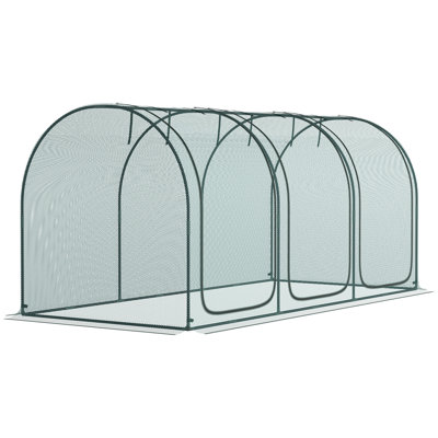 Tente pour plante de jardin 9 'x 4' - Protection des cultures avec 3 portes à fermeture à glissière, boîte de rangement, 6 piquets de sol, sorties de cage de couverture, compartiment, chevilles, contenant de protection