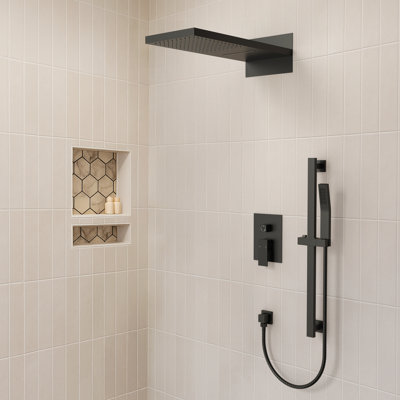 Système de douche 22 "Waterfall & Rainfall avec douchette coulissante réglable et valve à pression équilibrée