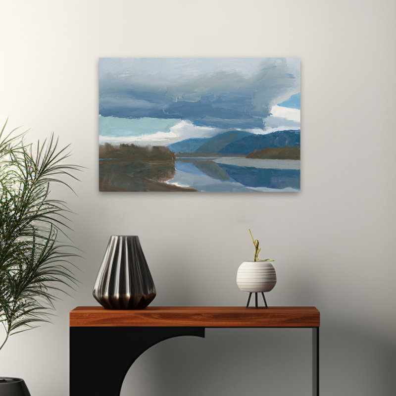 «Blue and Brown A River View Art», 16" H x 24" W