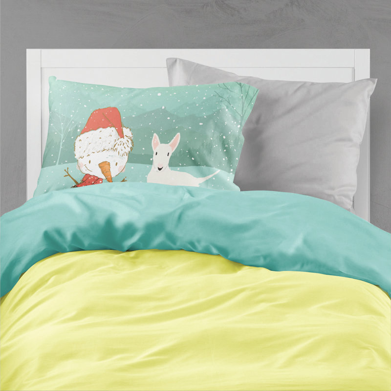 Snowman Christmas Microfiber, White Bull Terrier