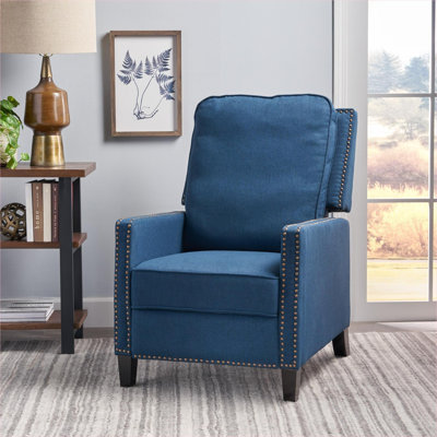 Fauteuil inclinable contemporain à pression simple FlowLuxe de 27,5 pouces de largeur, tissu bleu
