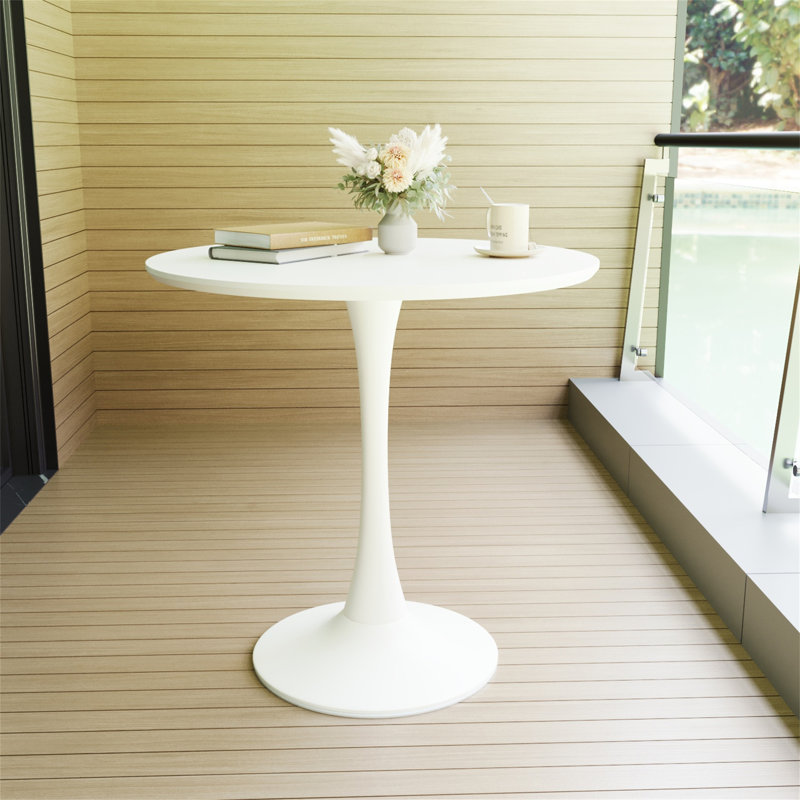 Table de salle à manger ronde 31,5 "blanche (table incluse seulement)