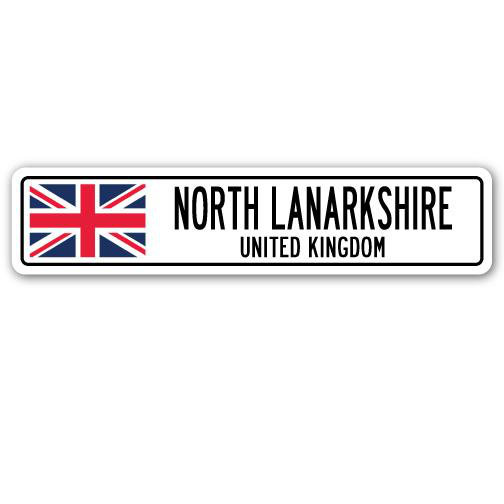 Plaque de rue en aluminium North Lanarkshire, Royaume-Uni, H 6 po x l 24 po x P 1 po