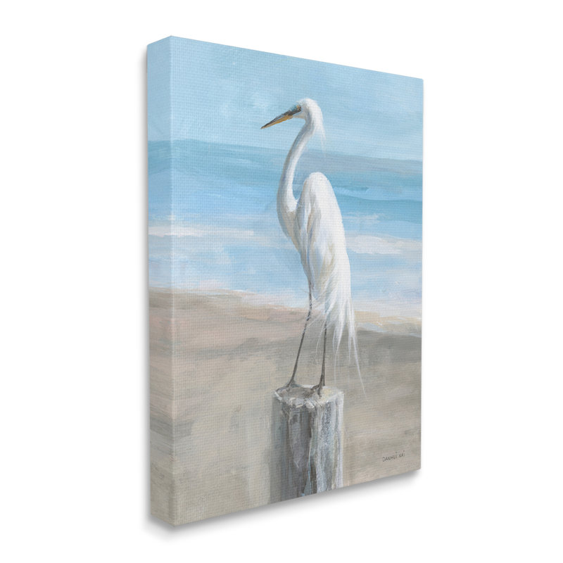 «Stupell Industries Egret Coastal Landscape», art mural sur toile par Danhui Nai, H 48 po x l 36 po x P 1,5 po
