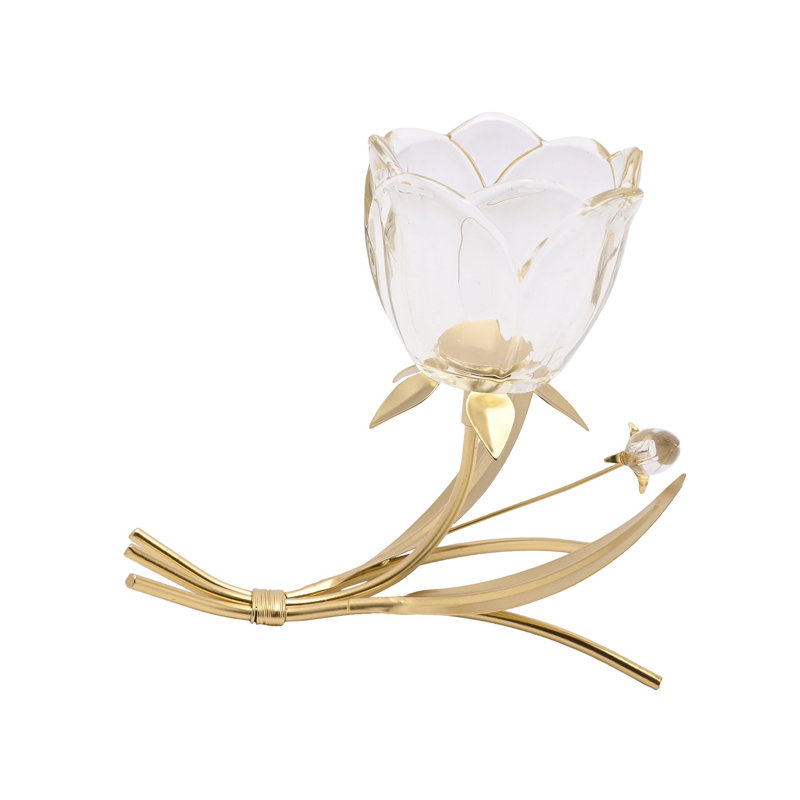 16.3Cm Glass Metal Tabletop Votive Holder