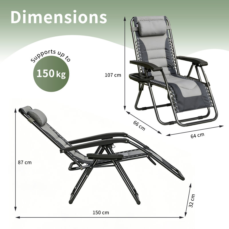Folding Recliner Chair, Grey