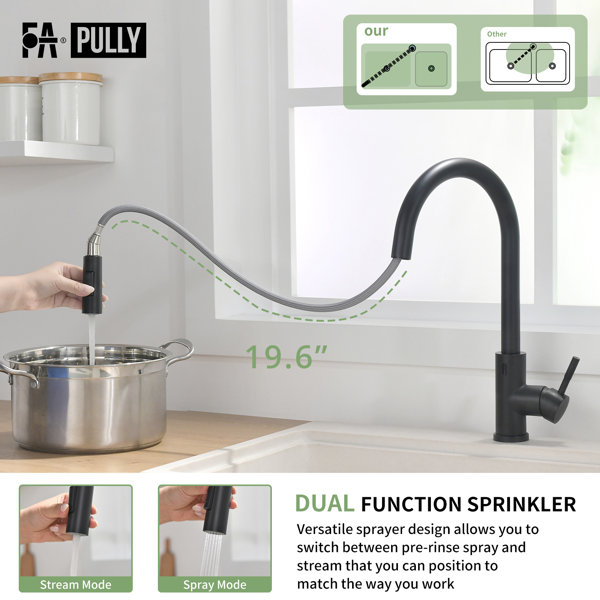 Fapully Pull Out Touchless Kitchen Faucet | Wayfair