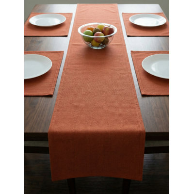 Chemin de table intérieur en argile orange tissé à la dérive 14 x 72 po