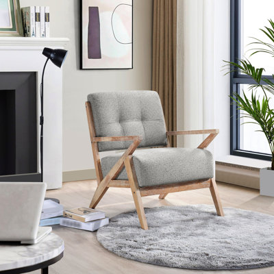 Chaise d'appoint grise, rembourrage en mousse, bois massif, chaise à dossier de 22 po de profondeur gris, largeur de 22,5 po, hauteur de 32,5 po, profondeur de 27,5 po, style rustique moderne