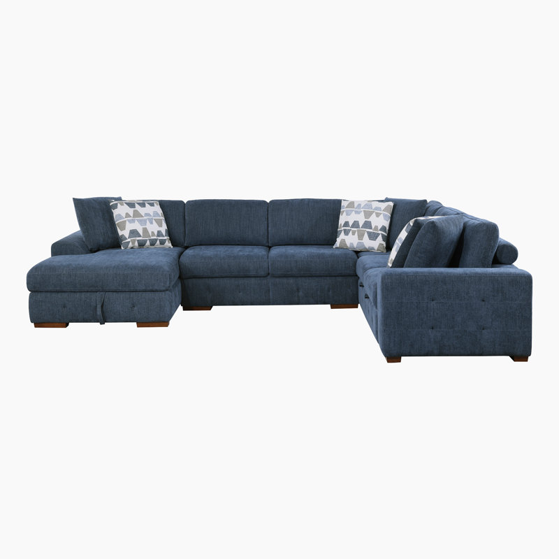 Odesser 4-Piece Chenille Sectional Sofa Sleeper with Chaise