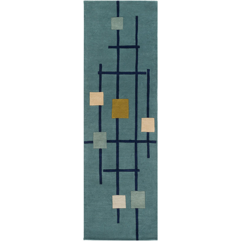 Ayeln Hand Tufted Wool Geometric Indoor Rug, Runner 3' x 12'