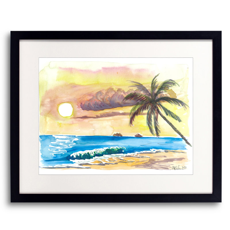Sunset And Dreams At Lanikai Beach Hawaii USA Print by Martina Bleichner, Black Framed Paper, 24" H x 30" W
