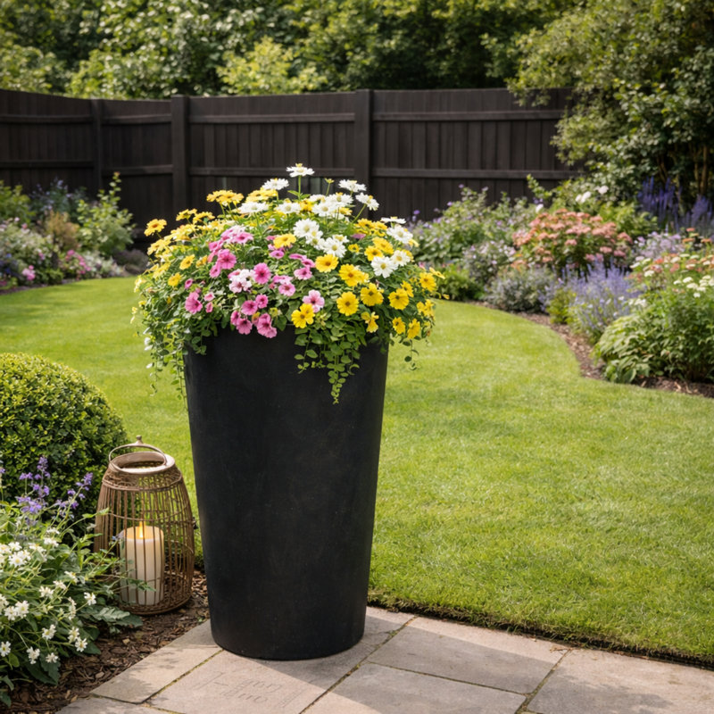 Sukari Planter Box, Black, 75cm H x 40cm W x 40cm D