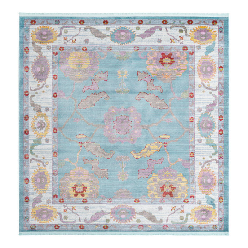 Tapis Paragon_Aqua et bleu, Carré 8 pi 2 po