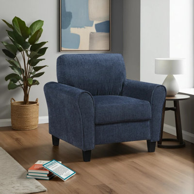 Emilio 37" Modern & Contemporary Accent Chair with Chenille Fabric Upholstery, Exposed Feet, Foam over Pocket Coils