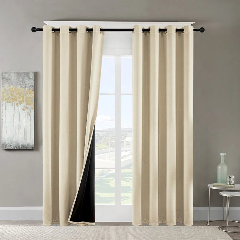 Ensemble de rideaux occultant 52 po x 84 po (ensemble de 2), rideaux obscurcissant et isolant en polyester avec œillets