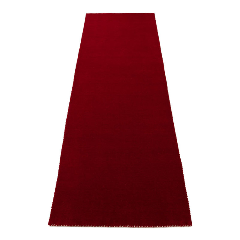 Solid Colour Wool Hand Woven Area Rug, White / opaline, Runner 75 x 200cm