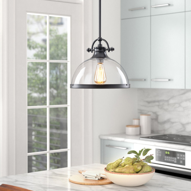 1-light Dome Glass Pendant Light