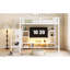 Lit mezzanine double en métal avec meuble télé et garde-robe - Blanc