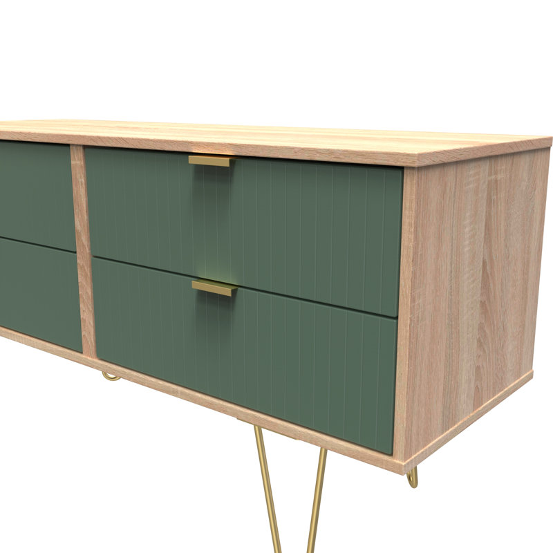Beranda 115cm W 4 - Drawer Chest of Drawers, Labrador Green/Bardolino Oak