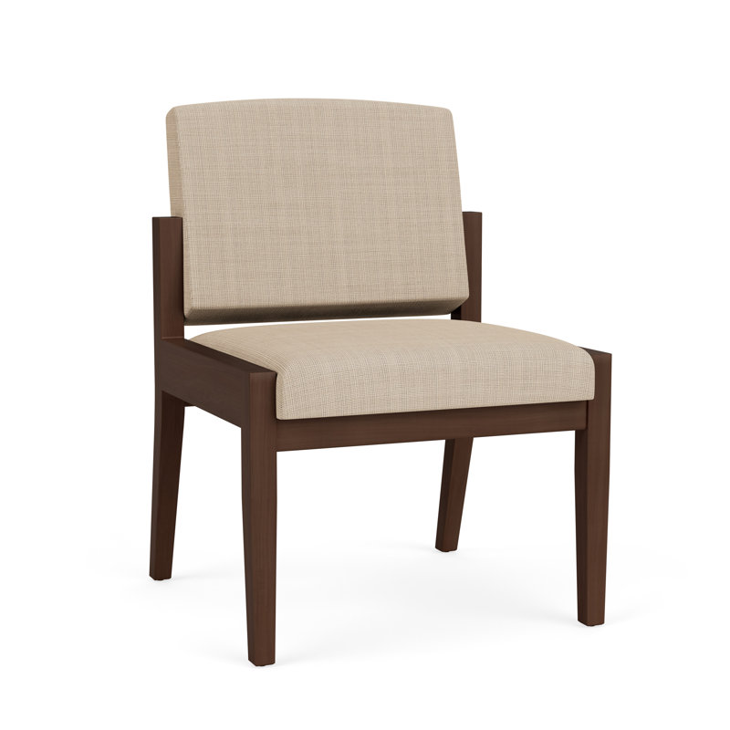 Chaise d’invité Amherst, Chambray calcaire, Noyer Riftwood