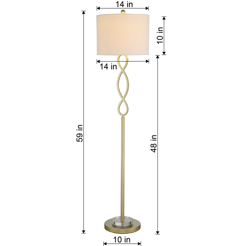  59'' Modern Glam Gold Floor Lamp with 3-Way Dimmable Lighting and Drum Linen Shade
