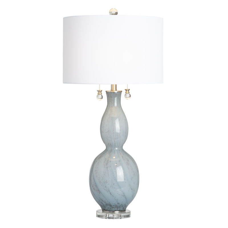 35.25" Crystal Table Lamp With White Shade