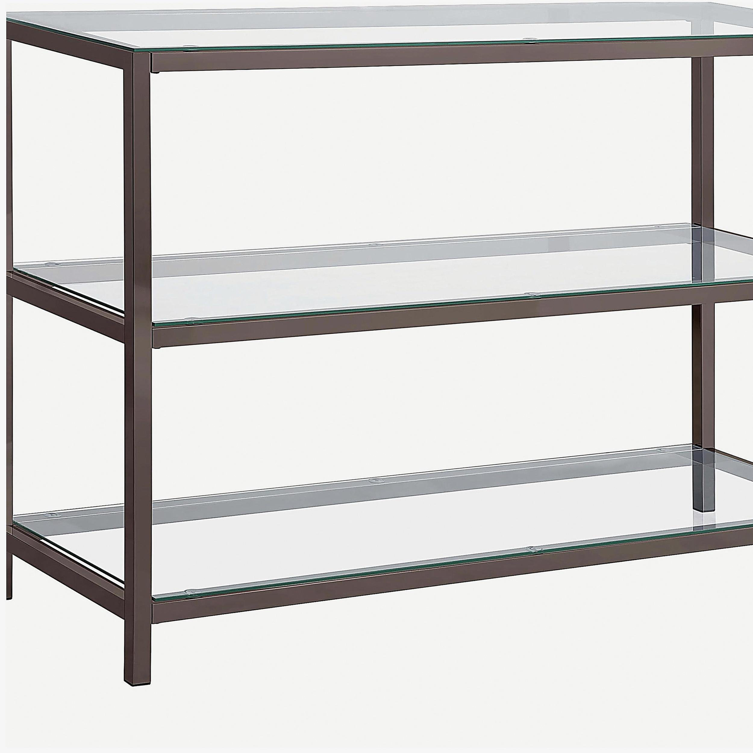 Latitude Run® Weston Black Nickel 2-Layer Glass Table Entryway Standing ...