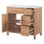 Meuble-lavabo contemporain de 36 po en bois, portes et tiroirs à fermeture en douceur, lavabo en céramique, tablette ajustable pour petits espaces de salle de bain, structure solide, 2 portes, 3 rangements compacts