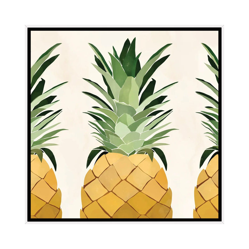 " Pineapple Trio " by Bria Nicole, 26" H x 26" W x 1.5" D, White Framed Canvas, No Mat