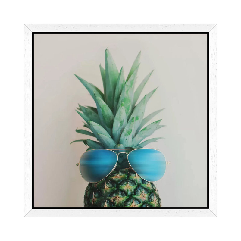 Pineapple In Paradise by Chelsea Victoria - Print on Canvas, 45.72 cm H x 45.72 cm W, White Framed