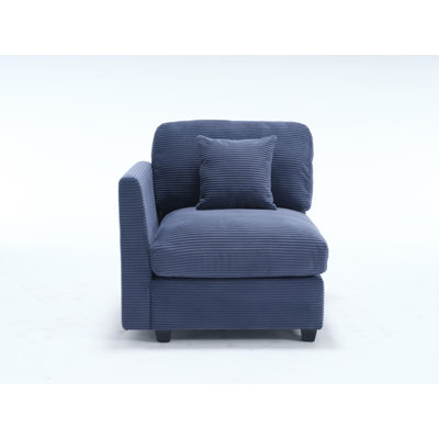 Zayva Corduroy Fabric Left Armrest Seat Module Side Chair For Modular Sectional Sofa
