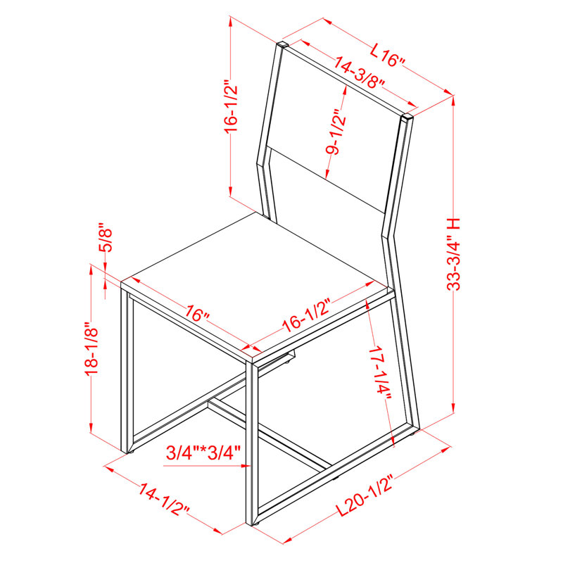 Ensemble de chaises de salle à manger à structure en métal de 33,75 po de hauteur Chaia (ensemble de 2)