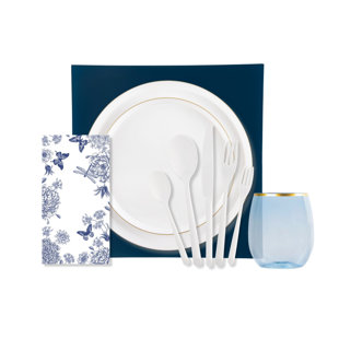 Ensemble de fête jetable en plastique bleu - 30 pièces (Ensemble de 30)