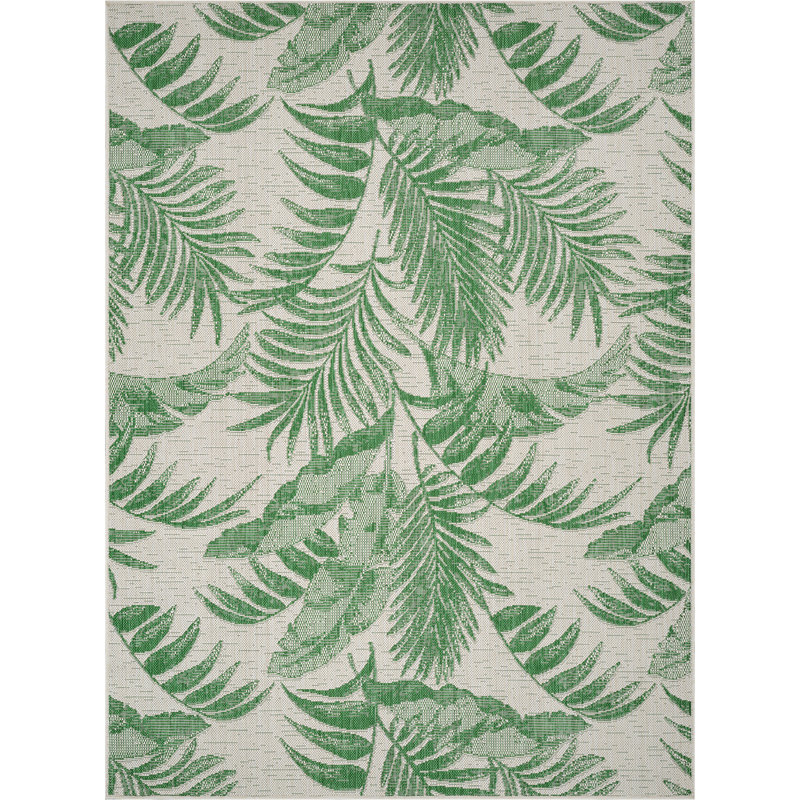 Albarran Indoor & Outdoor Boho Rug Ivory/Green, Rectangle 120 x 170cm