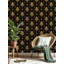 Papier peint adhésif décoratif en cuir noir matelassé à motif floral Barber