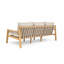 Canapé d'extérieur en bois d'acacia avec coussins beiges et sangles tissées