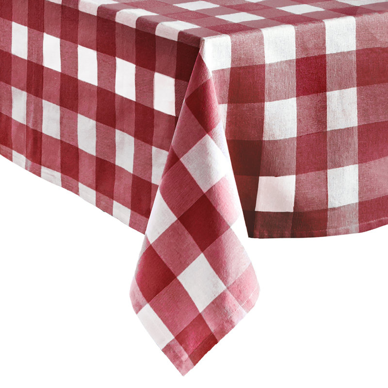Skookum Buffalo Check Tablecloth, Red/White, 70" L x 52" W