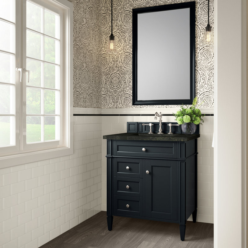 Dussault 30" Single Bathroom Vanity Set, Black Onyx, Phantome Eclos, 8" Widespread