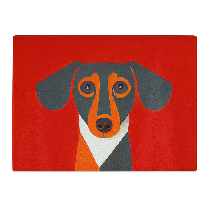 Dachshund Unique Art  Glass Chopping Board