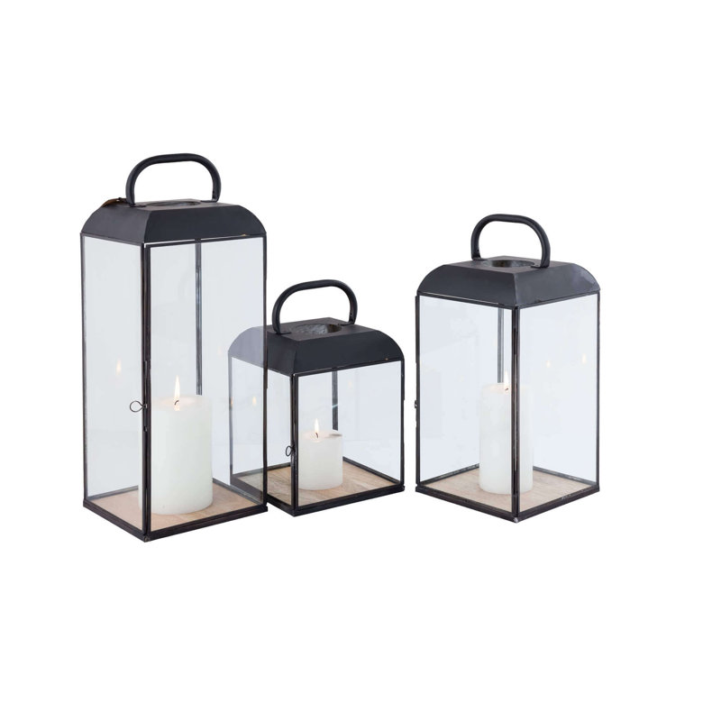 3 Piece Wood Wall Lantern Set, 54cm H x 20cm W x 20cm D